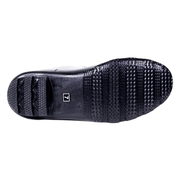 Women's Rain Boots, Tall Matte Zipper Rainboots, #1412, Black - Picture 4 of 4